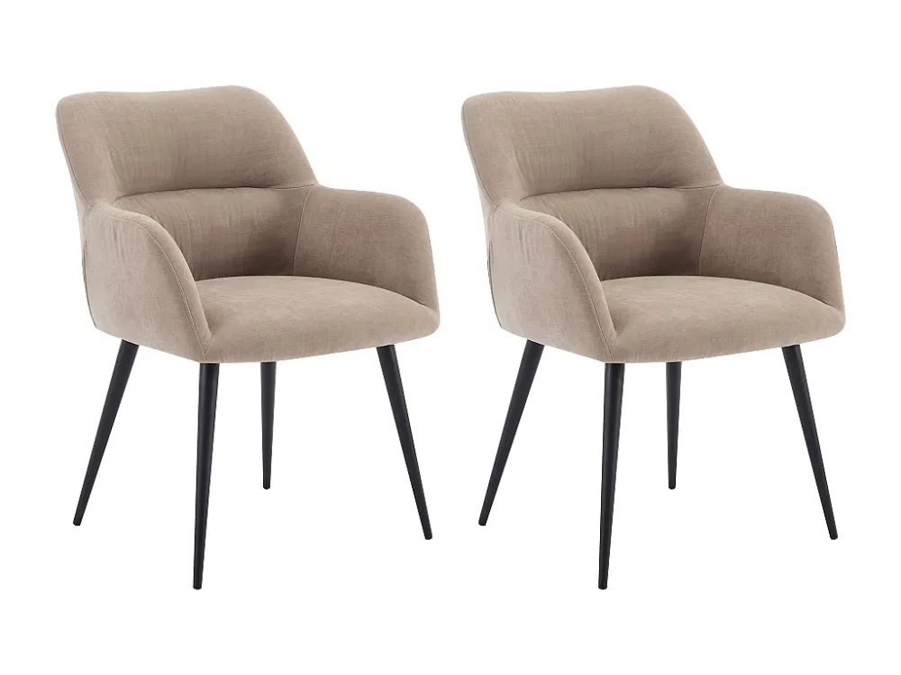 Set van 2 stoelen HEKA - Armleuningen - Stof metaal - Beige