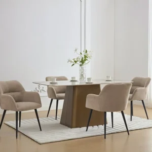 Set van 6 stoelen HEKA - Armleuningen - Stof metaal - Beige