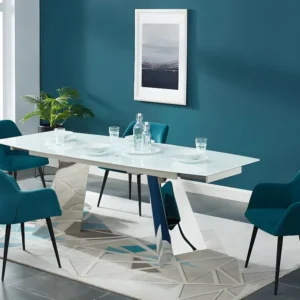 Set van 2 stoelen HEKA - Armleuningen - Stof metaal - Blauw
