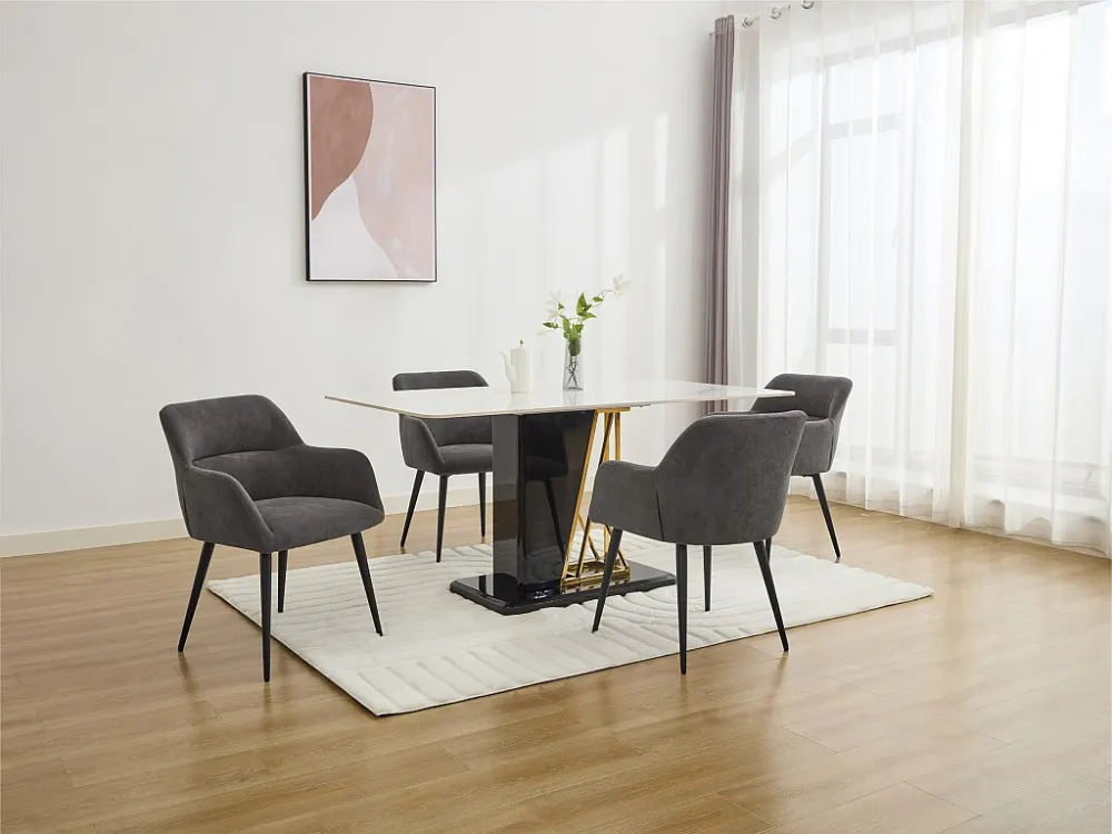 Set van 2 stoelen HEKA - Met armleuningen - Stof en metaal - Grijs - Koop nu online