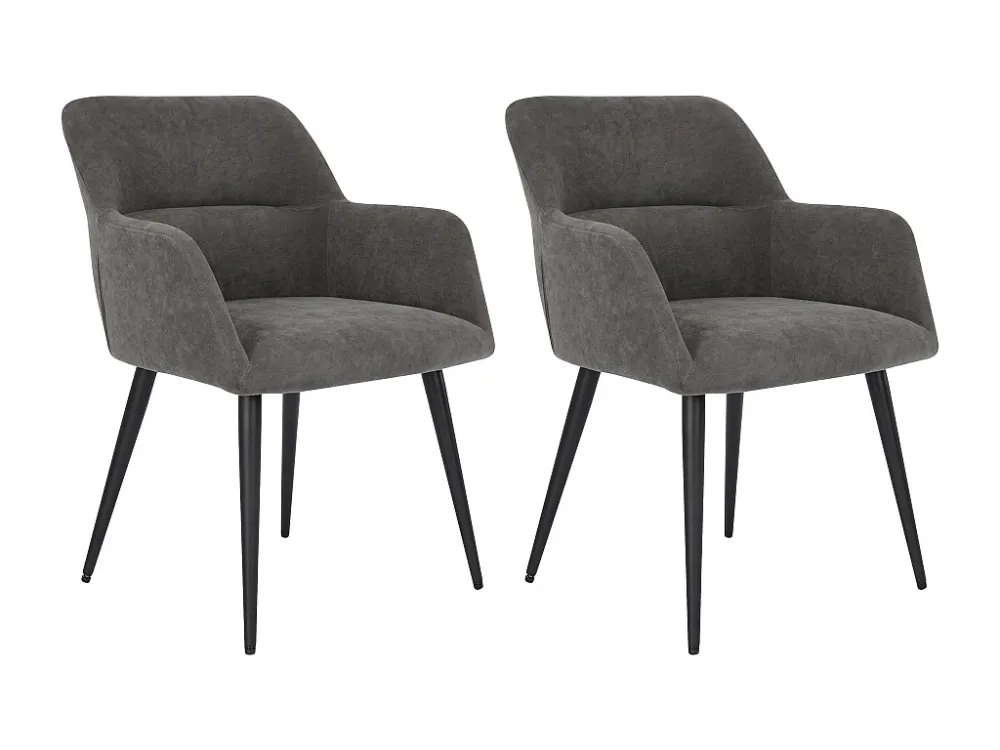 Set van 2 stoelen HEKA - Met armleuningen - Stof en metaal - Grijs - Koop nu online