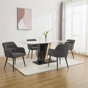 Set van 6 stoelen HEKA - Met armleuningen - Stof en metaal - Grijs - Koop nu online