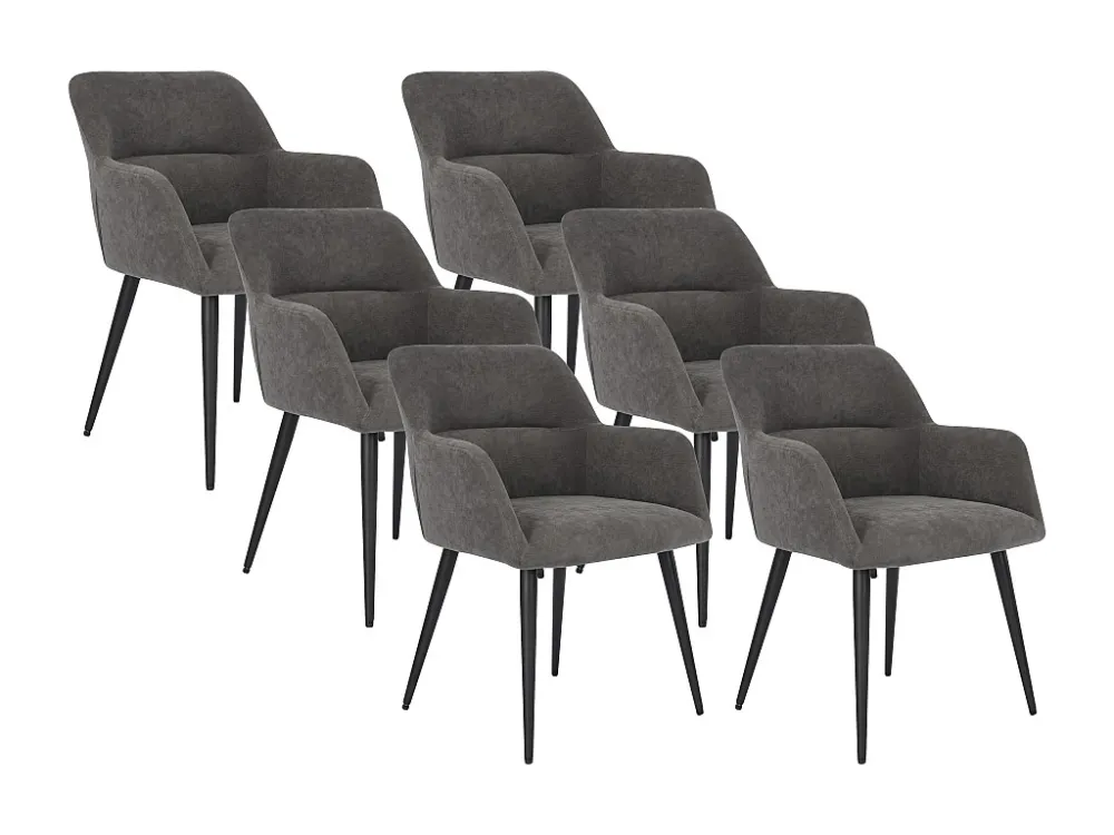 Set van 6 stoelen HEKA - Met armleuningen - Stof en metaal - Grijs - Koop nu online