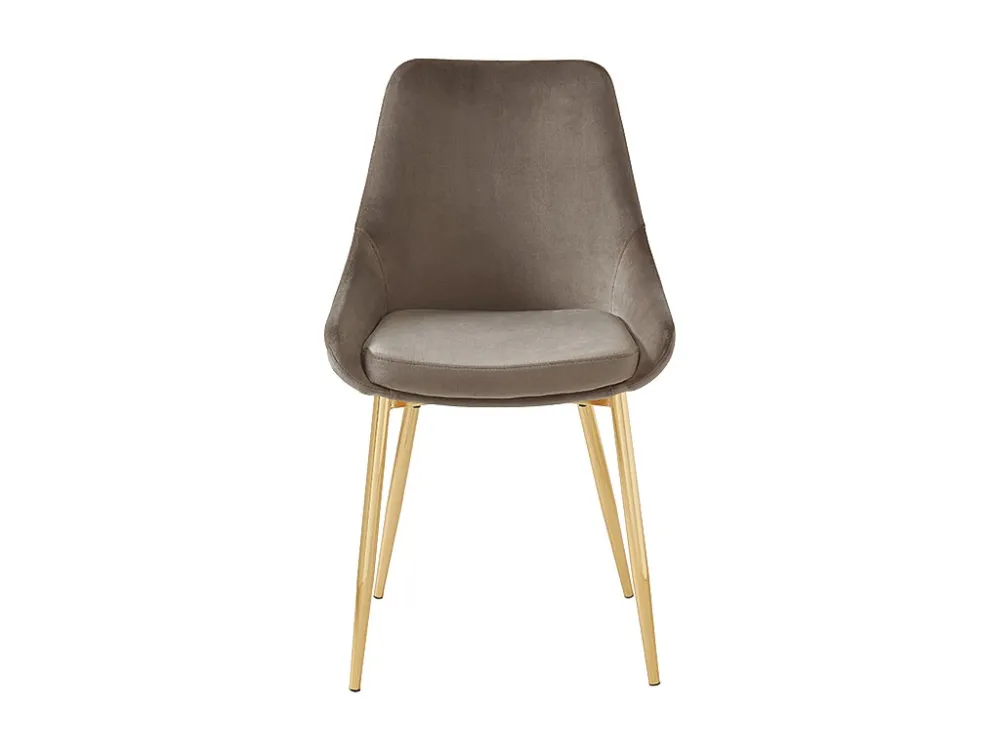 Set van 6 stoelen MASURIE - Fluweel en Goudkleurig metaal - Taupe - Koop nu online