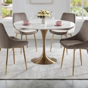 Set van 2 stoelen MASURIE - Fluweel en Goudkleurig metaal - Taupe - Koop nu online