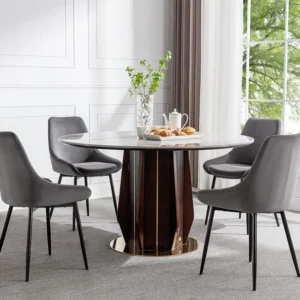 Set van 6 stoelen MASURIE - fluweel - grijs