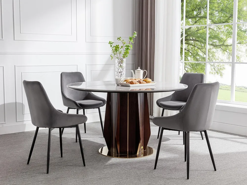 Set van 6 stoelen MASURIE - fluweel - grijs