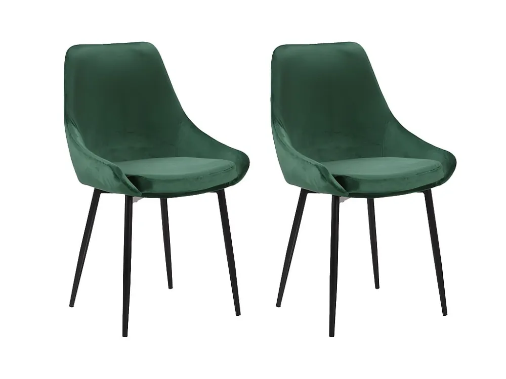 Set van 2 stoelen MASURIE - Fluweel - Kleur: groen