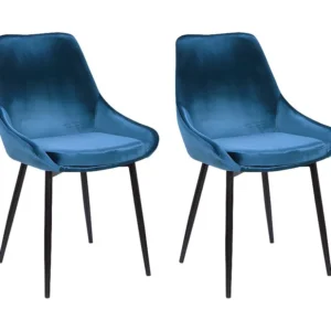 Set van 2 stoelen MASURIE - Fluweel - Nachtblauw