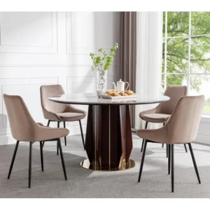 Set van 6 stoelen MASURIE - Fluweel - Taupe - Koop nu