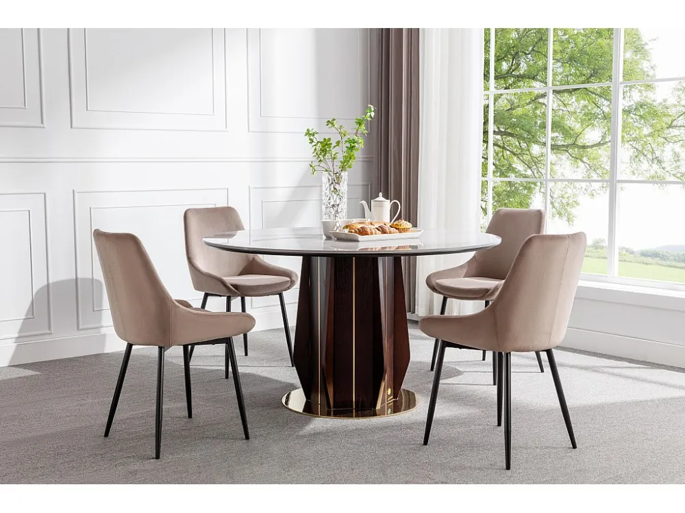 Set van 6 stoelen MASURIE - Fluweel - Taupe - Koop nu