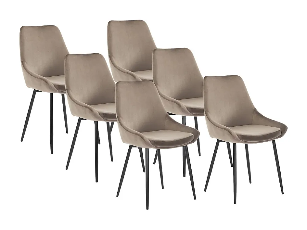 Set van 6 stoelen MASURIE - Fluweel - Taupe - Koop nu