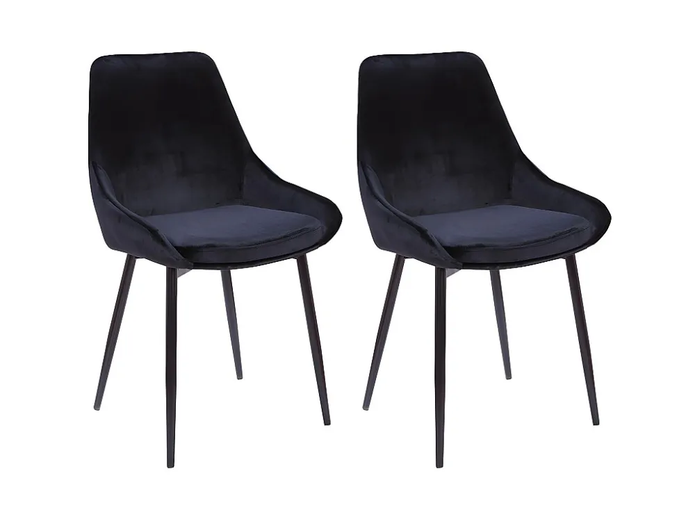 Set van 2 stoelen MASURIE - Fluweel - Zwart