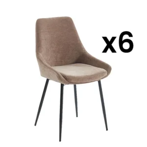Set van 6 stoelen MASURIE - Stof - Bruin - Koop nu!