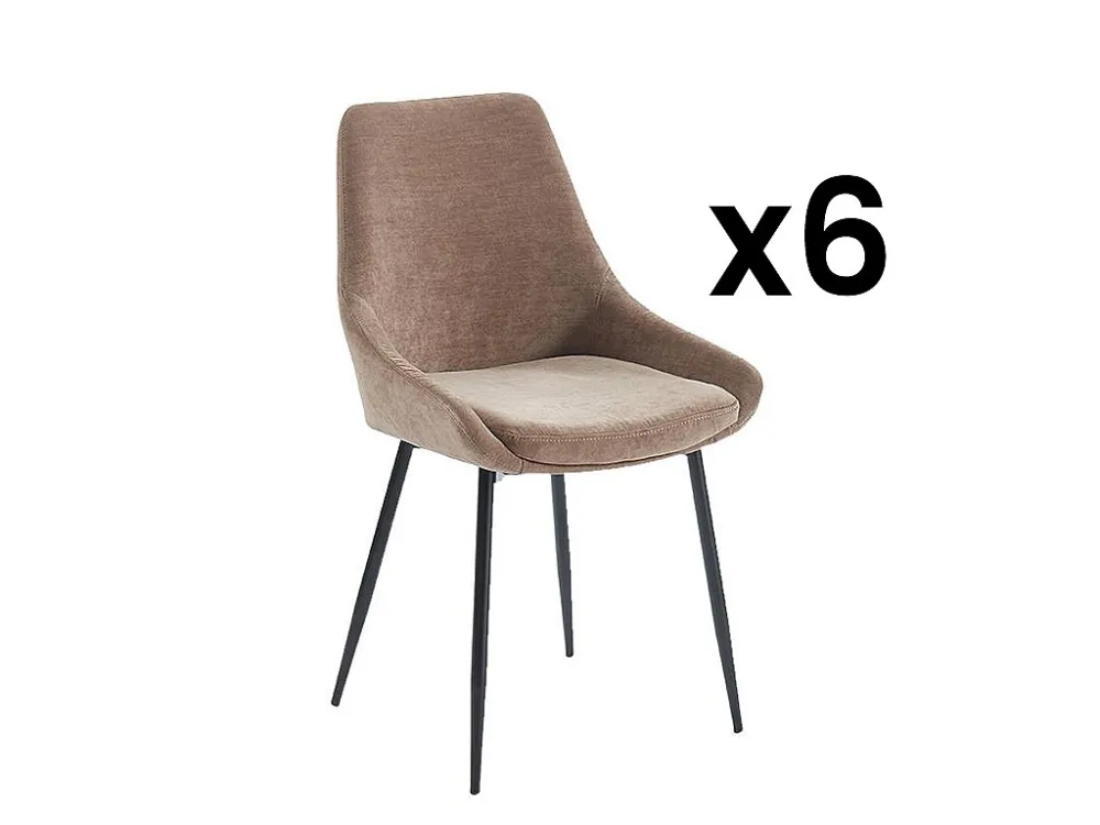 Set van 6 stoelen MASURIE - Stof - Bruin - Koop nu!