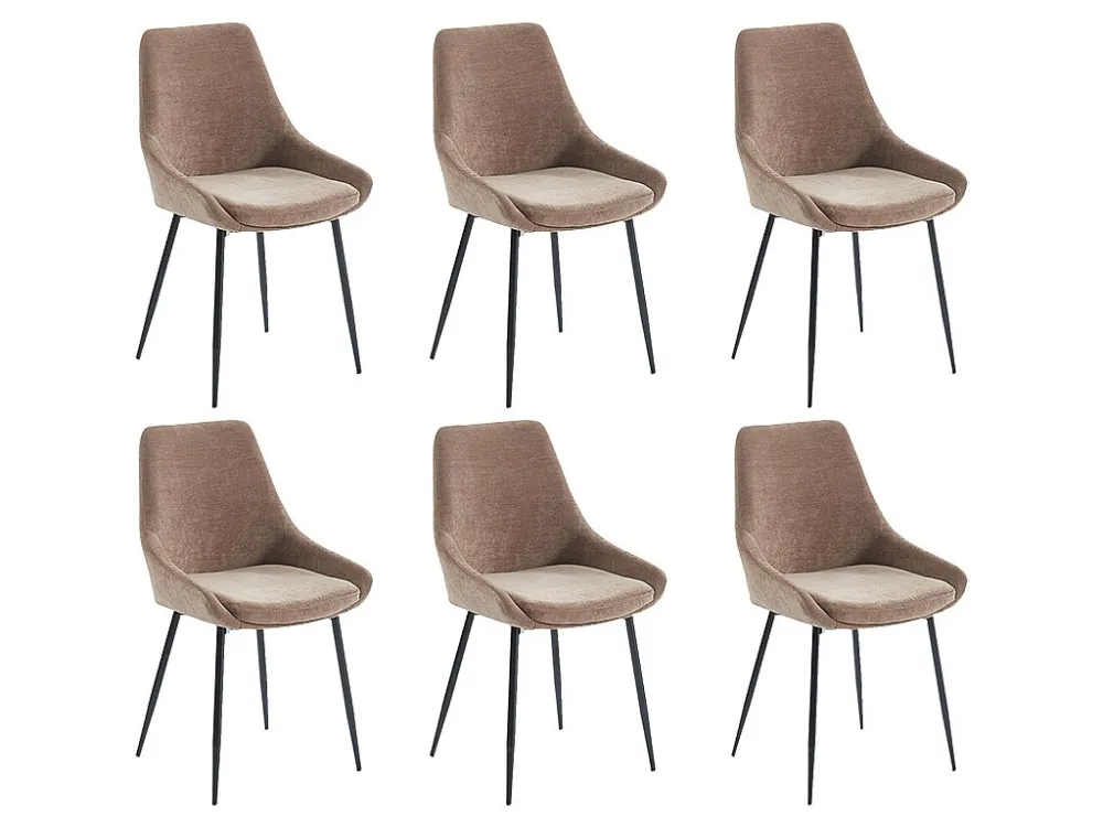 Set van 6 stoelen MASURIE - Stof - Bruin - Koop nu!