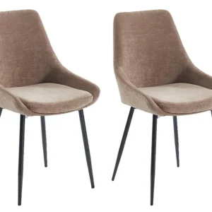 Set van 2 stoelen MASURIE - Stof - Bruin - Koop nu!