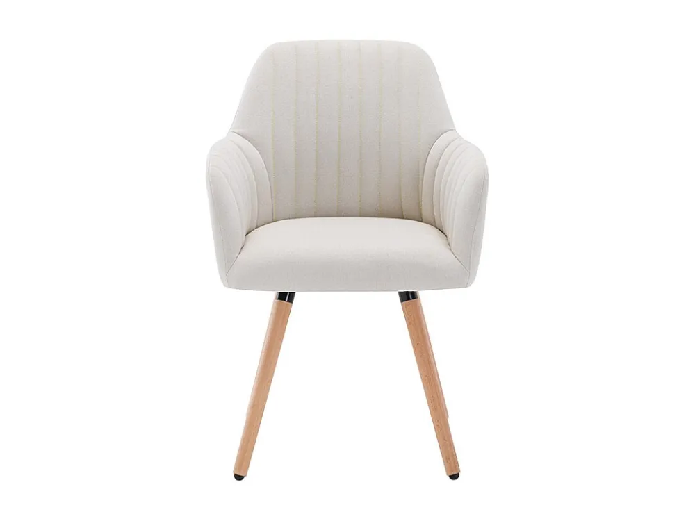 Set van 2 stoelen met armleuning - Stof en metaal met houteffect - Crèmekleur - ELEANA