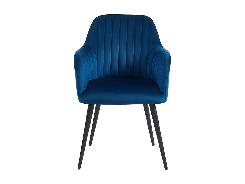 Set van 2 stoelen met armleuningen ELEANA - Fluweel & zwart metaal - Blauw - Koop online