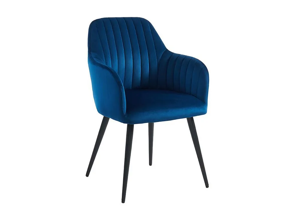 Set van 2 stoelen met armleuningen ELEANA - Fluweel & zwart metaal - Blauw - Koop online