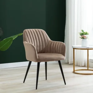 Set van 2 stoelen met armleuningen ELEANA - Fluweel en zwart metaal - Beige - Koop nu