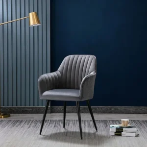 Set van 2 stoelen met armleuningen - Fluweel en zwart metaal - Grijs - ELEANA - Koop nu