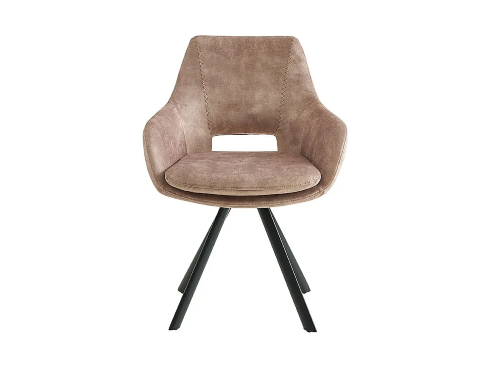 Set van 6 stoelen met armleuningen - Fluweel en metaal - Beige - KELINE - Koop nu online