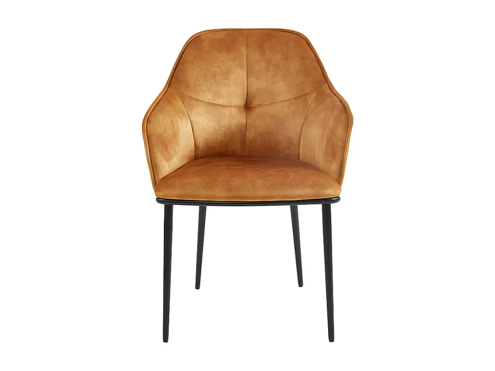 Set van 2 stoelen met armleuningen - Fluweel en metaal - Camel - ELERINA - Koop nu online