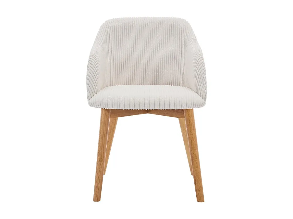 Set van 2 stoelen met armleuningen - Ribfluweel en heveahout - Crèmewit - JELISA