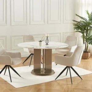 Set van 2 stoelen met armleuningen stof en zwart metaal - Crème - JENANE
