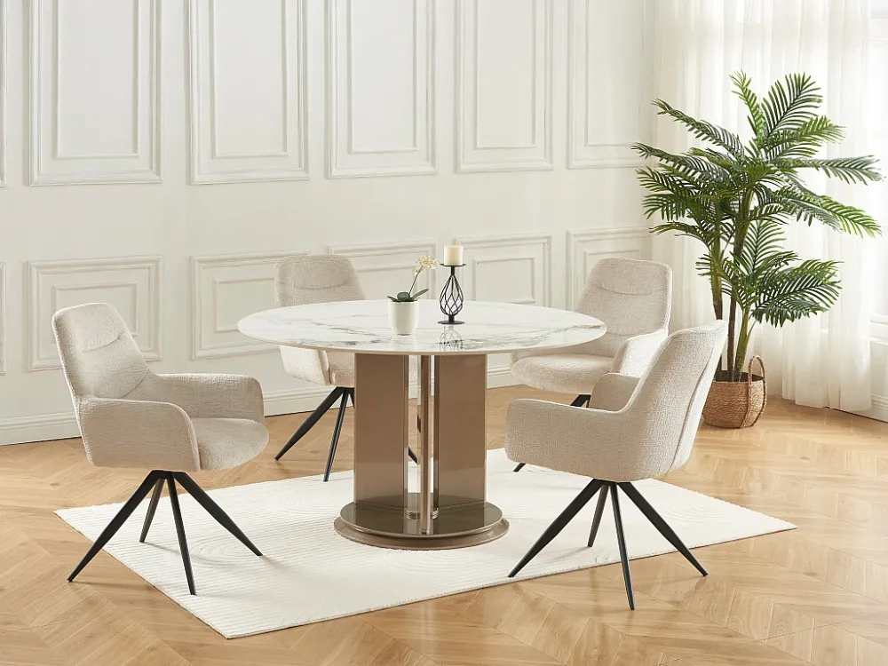 Set van 2 stoelen met armleuningen stof en zwart metaal - Crème - JENANE