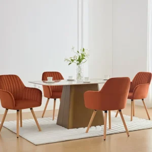 Set van 2 stoelen met armleuningen van velours en metaal met houteffect - Terracotta - ELEANA