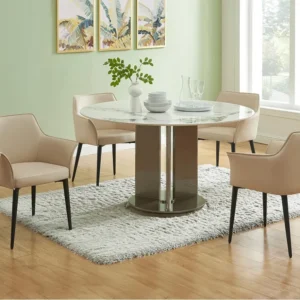 Set van 2 stoelen met armleuningen van kunstleer en zwart metaal - Beige - MIALOV