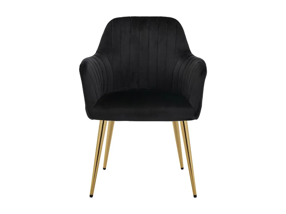 Set van 2 stoelen met armleuningen van velours en goudkleurig metaal - Zwart - ELEANA