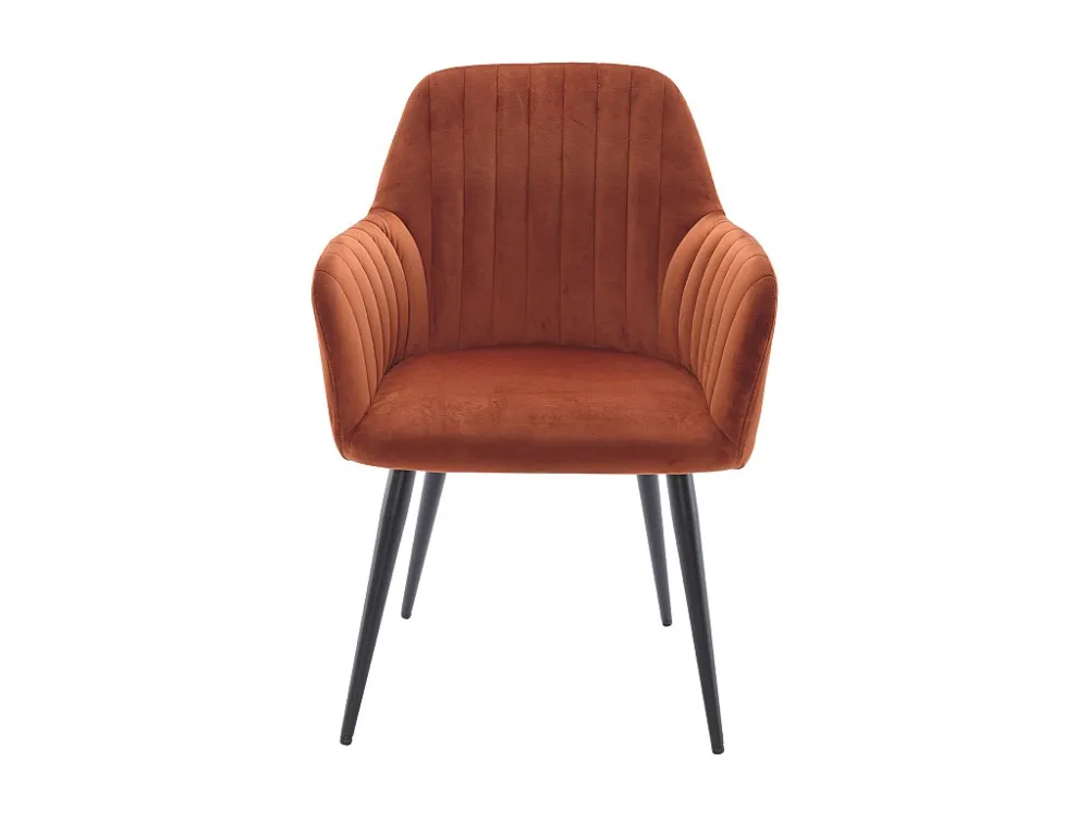 Set van 6 stoelen met armleuningen van velours en zwart metaal - Terracotta - ELEANA