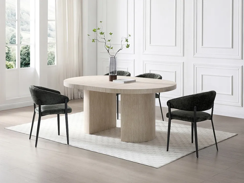 Set van 6 stoelen met armleuningen van stof en zwart metaal - Groen - AVRELA
