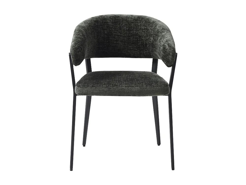 Set van 6 stoelen met armleuningen van stof en zwart metaal - Groen - AVRELA