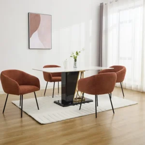 Set van 2 stoelen met armleuningen van stof met textuur en zwart metaal - Terracotta - NISTOSIA