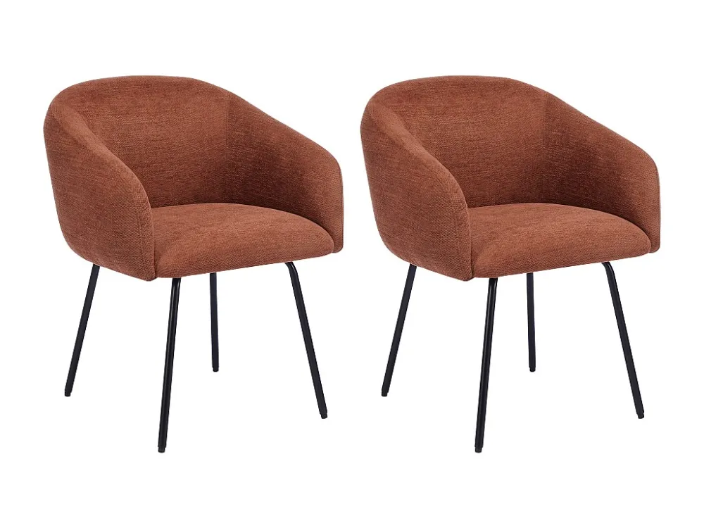 Set van 2 stoelen met armleuningen van stof met textuur en zwart metaal - Terracotta - NISTOSIA