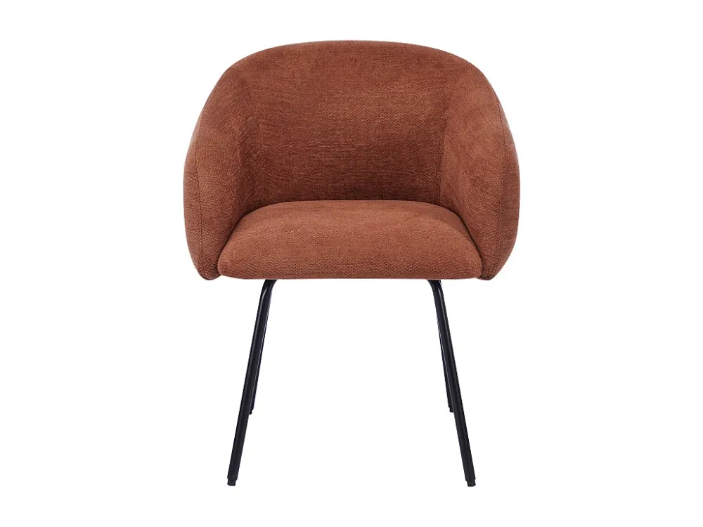 Set van 2 stoelen met armleuningen van stof met textuur en zwart metaal - Terracotta - NISTOSIA