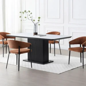 Set van 2 stoelen met armleuningen van stof en zwart metaal - Terracotta - AVRELA
