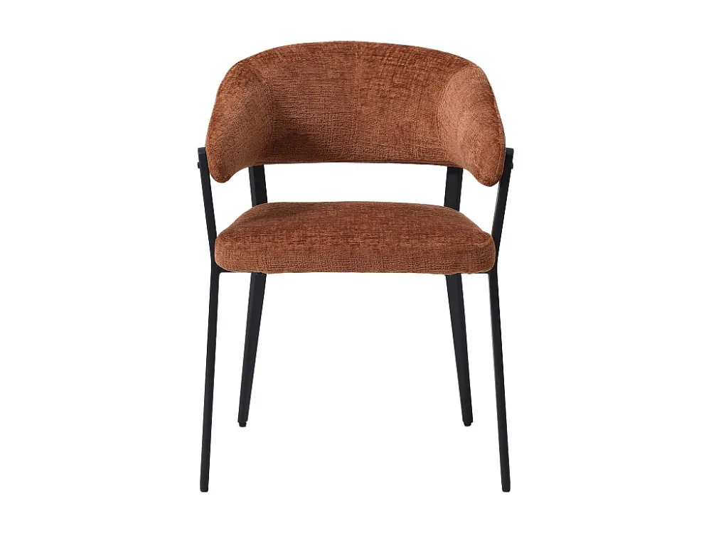 Set van 2 stoelen met armleuningen van stof en zwart metaal - Terracotta - AVRELA