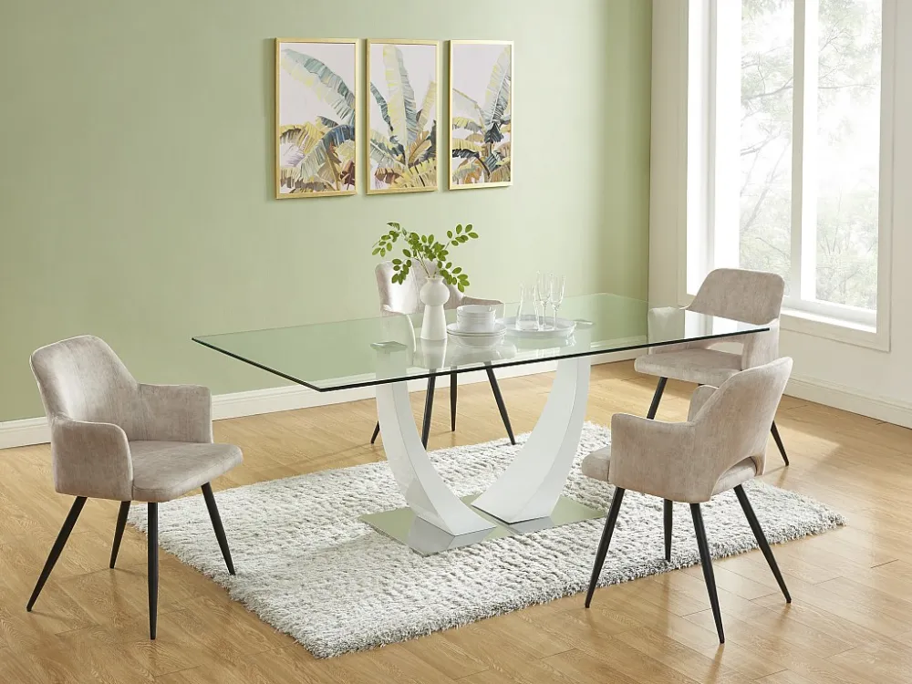 Set van 2 stoelen met armleuningen van stof en zwart metaal - Beige - KADIJA