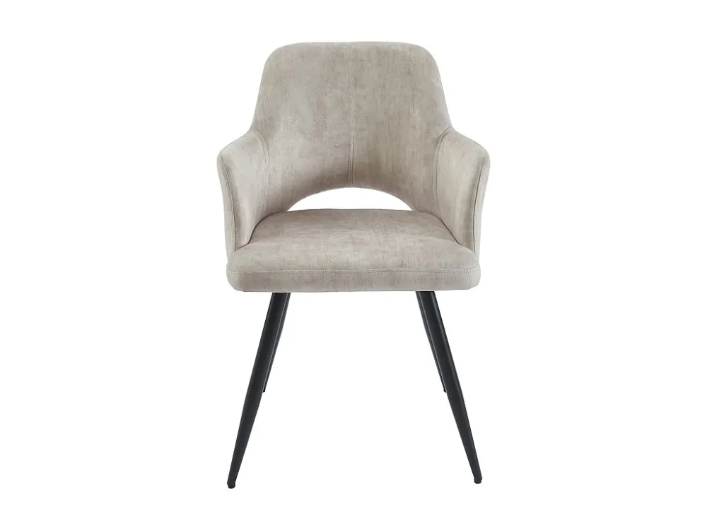 Set van 2 stoelen met armleuningen van stof en zwart metaal - Beige - KADIJA