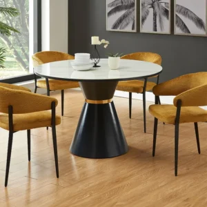 Set van 2 stoelen met armleuningen van stof en zwart metaal - Mosterdgeel - AVRELA