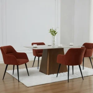 Set van 2 stoelen met armleuningen van stof en metaal - Terracotta - HEKA