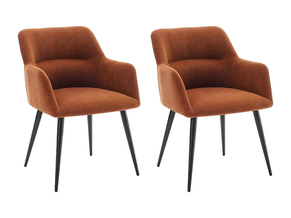 Set van 2 stoelen met armleuningen van stof en metaal - Terracotta - HEKA