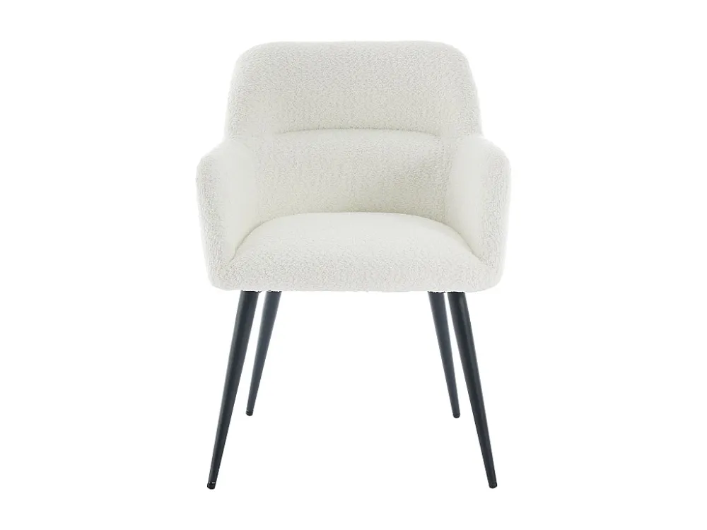 Set van 6 stoelen met armleuningen van boucléstof en zwart metaal - Wit - HEKA