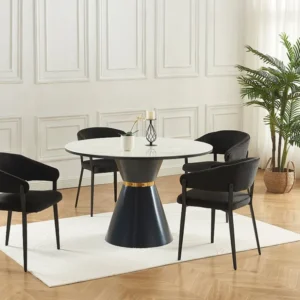 Set van 2 stoelen met armleuningen van stof en metaal - Zwart - AVRELA