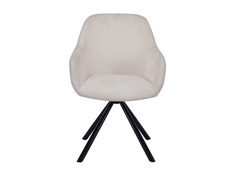 Set van 2 stoelen met armleuningen van stof met textuur en zwart metaal - Crèmewit - CILIENO